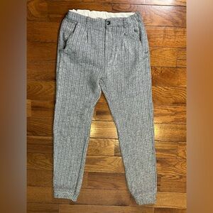 Zara Boys Gray Herringbone Jogger Pants Children’s Size 9/10 140 Elastic Waist